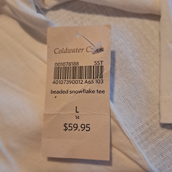 Coldwater Creek women's size XL off white, snowflake shirt, New - Picture 4 of 5